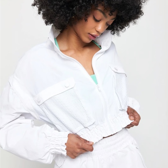 Spiritual Gangster White Cropped 2- Way Bomber Jacket - Picture 1 of 7
